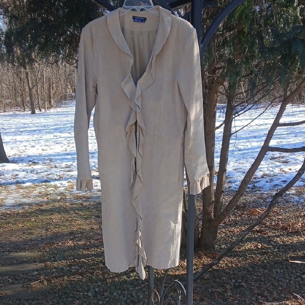 BOSTON PROPER LEATHER COAT SZ 12